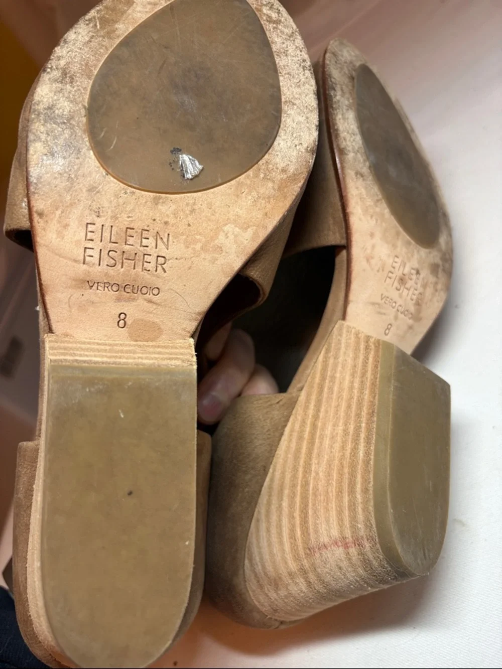 Eileen Fisher Brown Leather Size 8